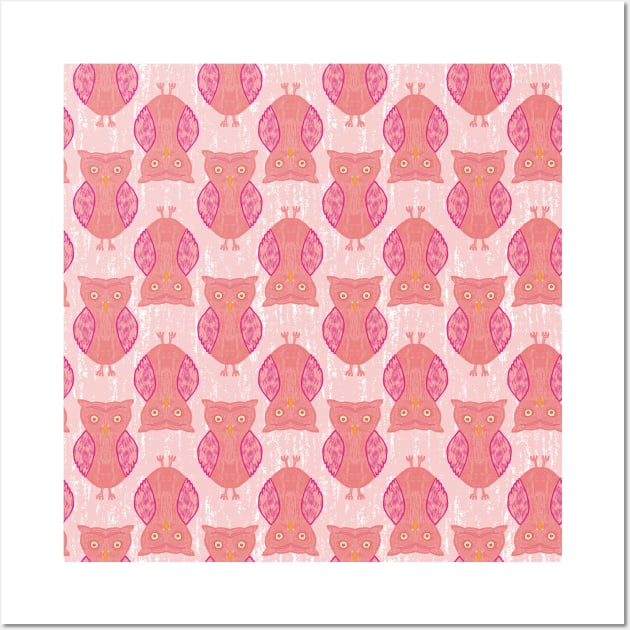 Pink Owls Wall Art by Rosemarie Guieb Designs